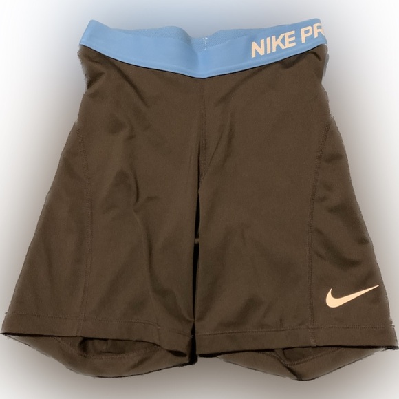 Nike Pro Women’s Size S Dri-Fit Spandex Compression Shorts 6” Inseam Black/Blue - Picture 1 of 5